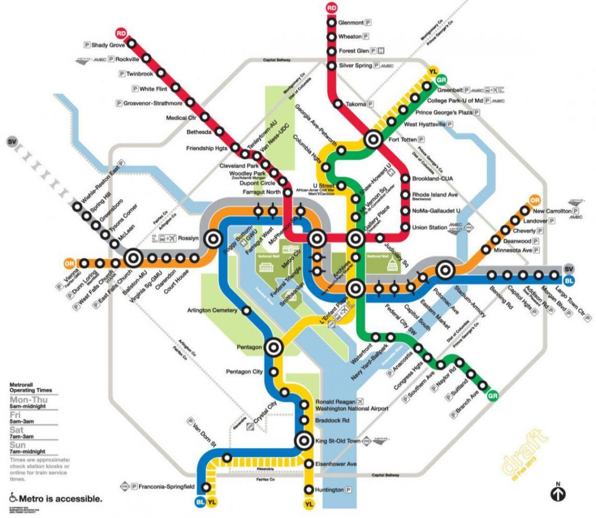 вашингтон дс метро, төмөр замын газрын зураг нь