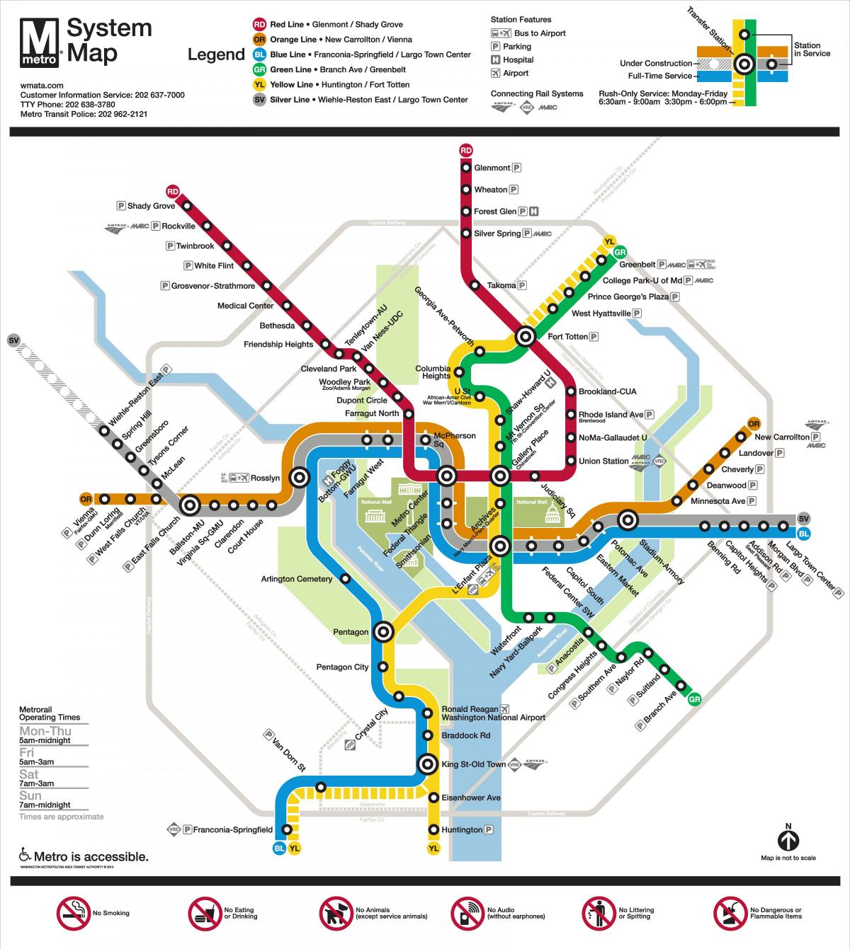вашингтон дс метроны газрын зураг мөнгөн шугам