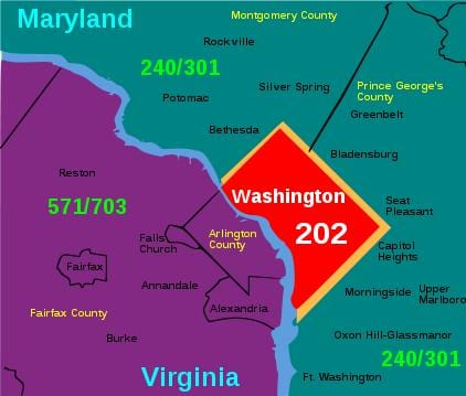 dc area code газрын зураг