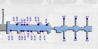Dulles нисэх онгоцны буудал concourse газрын зураг