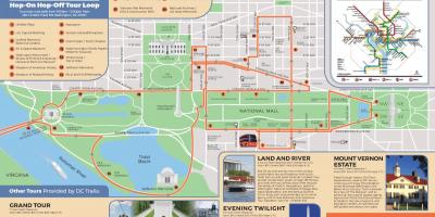 Вашингтон дээр хоп хоп унтраах автобусны маршрут, газрын зураг